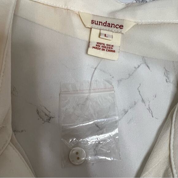 NWOT Sundance sheer silk tunic top cream Sz L - Picture 4 of 5